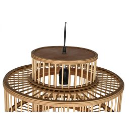 DKD Home Decor Lámpara Techo Urban Marron Beige Ratan Poliester Flecos 45 x 46 x 45 cm