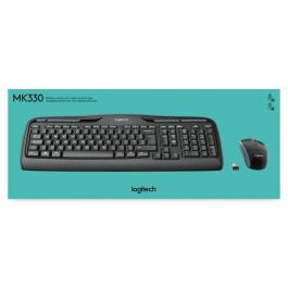 Logitech Mk330 Teclado y Mouse Inalámbrico con Acceso Rápido Multimedia y Diseño Ergonómico, Conexión Avanzada de 2.4 GHz, Plug and Play, Duración de Pilas Prolongada, Color Negro
