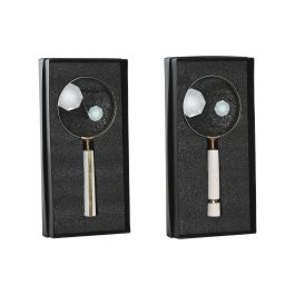 DKD Home Decor Lupa de Mano Colonial Blanco y Dorado con Aumento x3 y Estuche Negro 14x4x29.5 cm (4 Unidades) DKD Home Decor Lupa de Mano Colonial Blanco y Dorado con Aumento x3 y Estuche Negro 14x4x29.5 cm (4 Unidades)