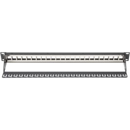 Digitus Patch Panel Modular de 24 puertos, 1U para Rack de 19 pulgadas, con soporte Keystone Jacks, Blindado, Negro