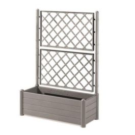 STEFANPLAST - Jardinera Italia - rectangular con rejilla gris piedra STEFANPLAST - Jardinera Italia - rectangular con rejilla gris piedra