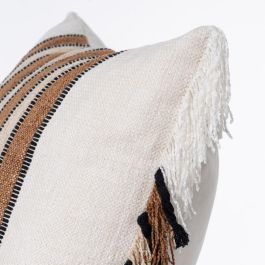 Cojín Blanco-Ocre Algodón/Terciopelo 50 X 50 cm