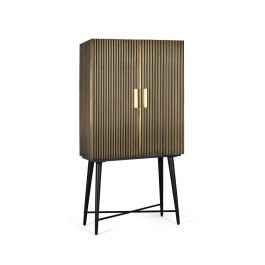 GINER Y COLOMER Armario 2 Puertas Madera Mango Bronce Mármol 163 cm