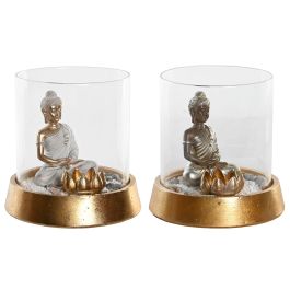 DKD Home Decor Figura Decorativa Oriental Buda Tulipa Dorado Plateado de Resina y Cristal para Interiores, 16x16x18 cm, Set de 2 Precio: 41.59000021. SKU: S3043314