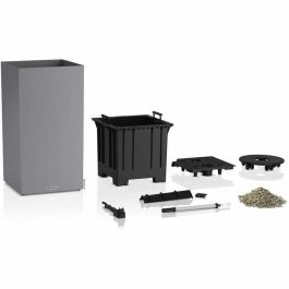Lechuza LEC4008789136404 Macetero Canto Stone Column 40 kit LED completo, gris piedra