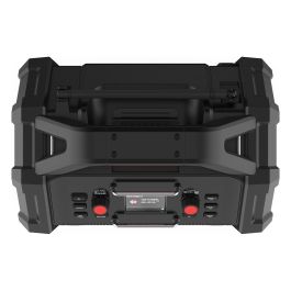 PerfectPro ROCKTAGON Radio de obra digital 30W DAB+ FM Bluetooth 5.2 IP65, 4 altavoces, compatible baterías 18V Bosch Makita DeWalt Milwaukee, USB, Negro/Rojo