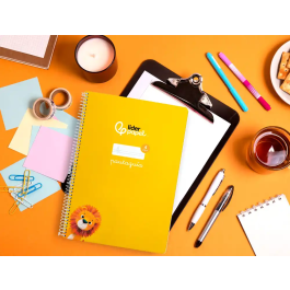 Liderpapel Cuaderno Espiral Pautaguía A4 Tapa Blanda 80 Hojas 75gr Cuadro Pautado 4mm Color Amarillo