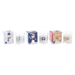 DKD Home Decor Vela Navidad Tradicional Amigos Santa (Pingüino, Reno, Muñeco Nieve) Cera Cristal Larga Duración 30h 8x8x9 cm Pack 3 Unidades