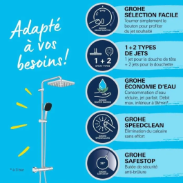 Grohe 26696001 Columna de ducha termostática Vitalio Comfort 250 Cromo Ahorro de Agua