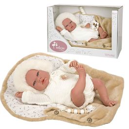 Muñecas Arias 98146 Muñeco Bebé Reborn Alejandra 40cm Beige con Nana, Certificado y Libro de Familia (+3 años)