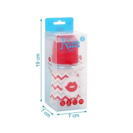 Kiokids Biberón Mr & Mrs Rojo +6 Meses, Boca Ancha con Tetina de Silicona de Alta Calidad y Sistema Anticólico para Bebés