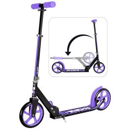 Universal Scooter Plegable Ajustable Ruedas 200mm Plataforma Aluminio Antideslizante 520x98mm Freno Trasero Malva Hasta 100kg