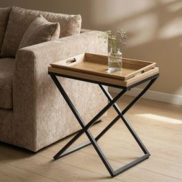 Mesita Natural-Negro Madera-Metal 55 X 40 X 61,50 cm Precio: 79.9084. SKU: B12FCETXVK