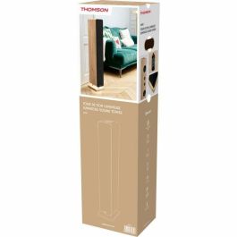 Thomson THO3499550389326 Torre de Sonido Bluetooth 120W, Óptico, USB, Ecualizador, TWS, Control Remoto, Madera/Negro