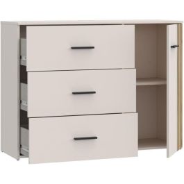 WAIKATO WKTK221RM902 Cómoda con 3 cajones y 1 puerta, Blanca, 119,9 x 41,3 x 89,7 cm