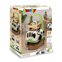 Smoby Carro Veterinario Zoo 3032163404057 con Peluche Panda y Accesorios - Producto 2 en 1: Jaula de Transporte