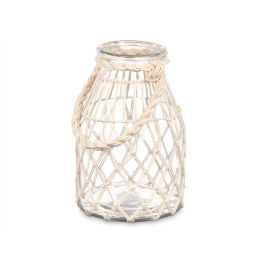 Portavelas de Vidrio con Cuerda Blanca - Giftdecor 17x27x17 cm (4 Unidades) Portavelas de Vidrio con Cuerda Blanca - Giftdecor 17x27x17 cm (4 Unidades)