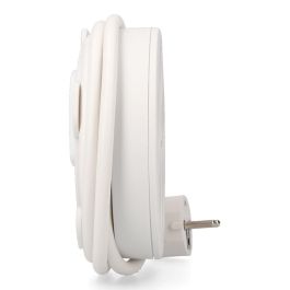 Edm Prolongador Redondo con 5 Tomas Schuko 2P+T, Interruptor, Cable H05VV-F 3G1,5mm² de 1,5m, Blanco