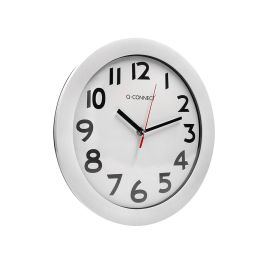 Q-connect Reloj de Pared Redondo Plástico Oficina 30 cm Marco Blanco
