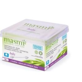 MASMI Bastoncillos de Algodón Ecológico para Bebé, Punta de Seguridad, Papel Biodegradable FSC, Certificado GOTS, 56 Unidades Precio: 2.50000036. SKU: B17N27VQVN