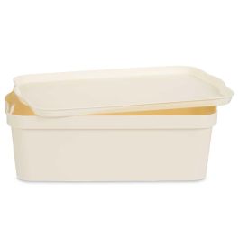 Kipit Caja Plástico con Tapa 14 L Crema 29.5 x 14.3 x 45 cm (Set de 12)
