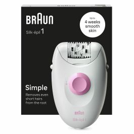 Braun 1-000 Depiladora Eléctrica Silk-épil 1 con 20 Pinzas SoftLift, Cable, Rosa y Blanco para Depilación Eficaz