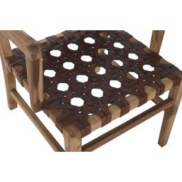 DKD Home Decor Indo 1c25 Sillón Marron Marron Claro de Teca y Piel, Trenzado a mano, 58 x 74 x 56 cm (2 Unidades) DKD Home Decor Indo 1c25 Sillón Marron Marron Claro de Teca y Piel, Trenzado a mano, 58 x 74 x 56 cm (2 Unidades)