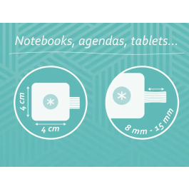 Antartik Portabolígrafos Autoadhesivo Turquesa PU Elástico para Cuaderno hasta 15mm 40x40mm