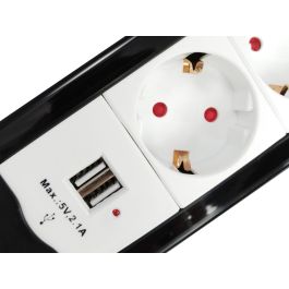 Equip Regleta con 4 Tomas + 2 USB, Cable de 1.5 m, Botón de Apagado/Encendido