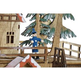 DKD Home Decor Casa Navidad Alpina LED Madera Marron Oscuro Rojo 22.5 x 25.5 x 30 cm