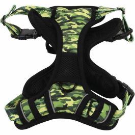 M Pets MPE6953182740575 Arnés de Senderismo para Perro Camuflaje Talla M, Tejido Acolchado, Clip de Seguridad, Asa, Correa Trasera/Delantera