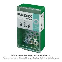Fadix Arandela Plana Cinc 4,3x9mm, Caja con 25 Unidades