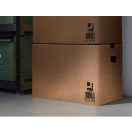 Q-connect Caja para embalar americana con asas, cartón reciclado canal simple, 5 mm, color kraft, 600x400x290 mm