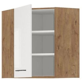 Rock ROCKGANGLEWH Mueble alto de esquina Roble Lancelot y melamina blanca brillo 58 x 58 cm