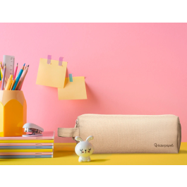 Liderpapel Estuche Portatodo Classic Rectangular con Asa 2 Cremalleras 210x80mm Crema