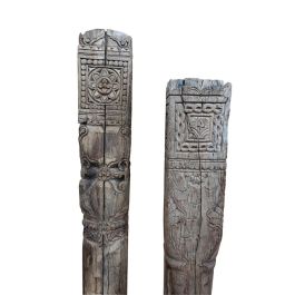 DKD Home Decor Columna Item Home Marron Negro Teca Maciza 22 x 176 x 22 cm