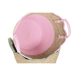 DKD Home Decor Cesta Kids de Seagrass y Algodón Rosa, Verde, Azul, Natural 35 x 28 x 35 cm (3 Unidades)