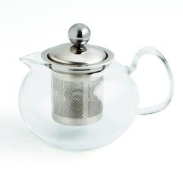 Quid Tetera de Vidrio Serenia 0,55 L con Filtro de Acero Inoxidable, 3 Piezas, Transparente, Apta Lavavajillas y Microondas