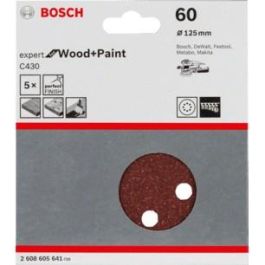 Bosch Hoja Lijadora C 430 D125MM Madera Grano 60 (5 pz) - Lijadora Rotoorbital Para Pintura, Madera, Múltiples Marcas