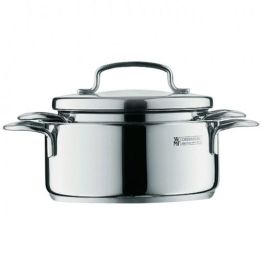 WMF 0714766040 Mini Olla/Cazuela de Acero Inoxidable 0.9 L con Tapa Metálica para Inducción y Gas, 14 cm