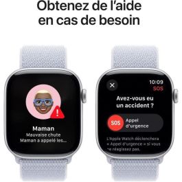 Apple Watch Series 10 GPS - 46 mm - Caja de aluminio plateada - Correa Loop deportiva Blue Cloud