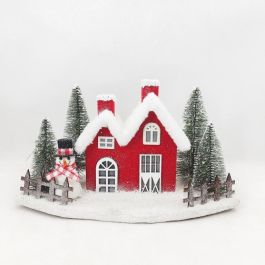 DKD Home Decor Casa de Navidad Luminosa LED Alpina de Porexpan, Decoración Navideña Rojo Blanco Verde 15x21x39 cm Precio: 49.50000011. SKU: B1E8328LVA