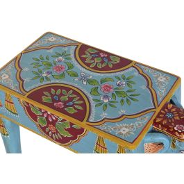 DKD Home Decor Mesita Auxiliar Indio Elefante Hecha a Mano de MDF y Madera de Mango Multicolor 29x40x58 cm