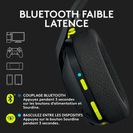 Logitech G435 Auriculares Gaming Inalámbricos Bluetooth/LIGHTSPEED Micrófono Negros y Amarillos