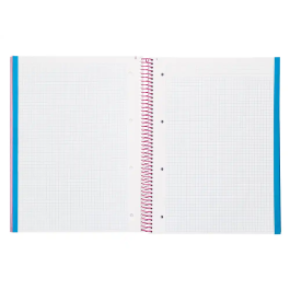 Liderpapel Cuaderno espiral Jolly A4 Micro 140 hojas 75gr Cuadro 5mm 5 bandas 4 taladros tapa forrada color rosa