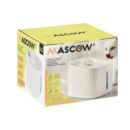 Mascow Fuente para Mascotas 19.5x13.5x19.5 cm Blanca Plástico 3L con Filtración Silenciosa y Cable USB