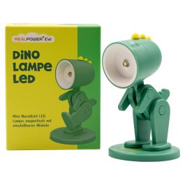 Ultron RealPower 486257 Linterna LED de Diseño Dino Verde con Base, Alimentación por Baterías LR41, 0.06W
