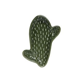 DKD Home Decor Bandeja Vaciabolsillos Boho Verde Porcelana Cactus 24 x 17 x 3 cm (6 Unidades)