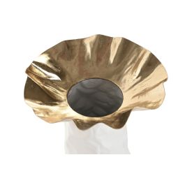 DKD Home Decor Jarrones Glam de Metal Blanco y Dorado - Set de 2 unidades 27x59x27 cm