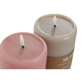 DKD Home Decor Pack de 4 Velas LED de Cera Scandi Rosa y Gris Colores Surtidos para Decoración de Hogar 10x18x10 cm